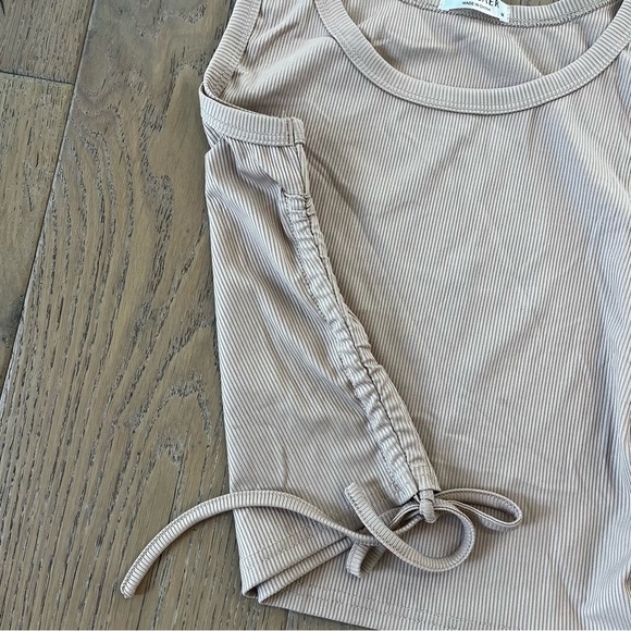 Ekouaer Ribbed Tan Crop Tank Top Women Medium Summer Set Lounge Going Out - Picture 3 of 5